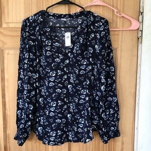 NWT Gap Long Sleeve Floral Popover Top - Sz M
